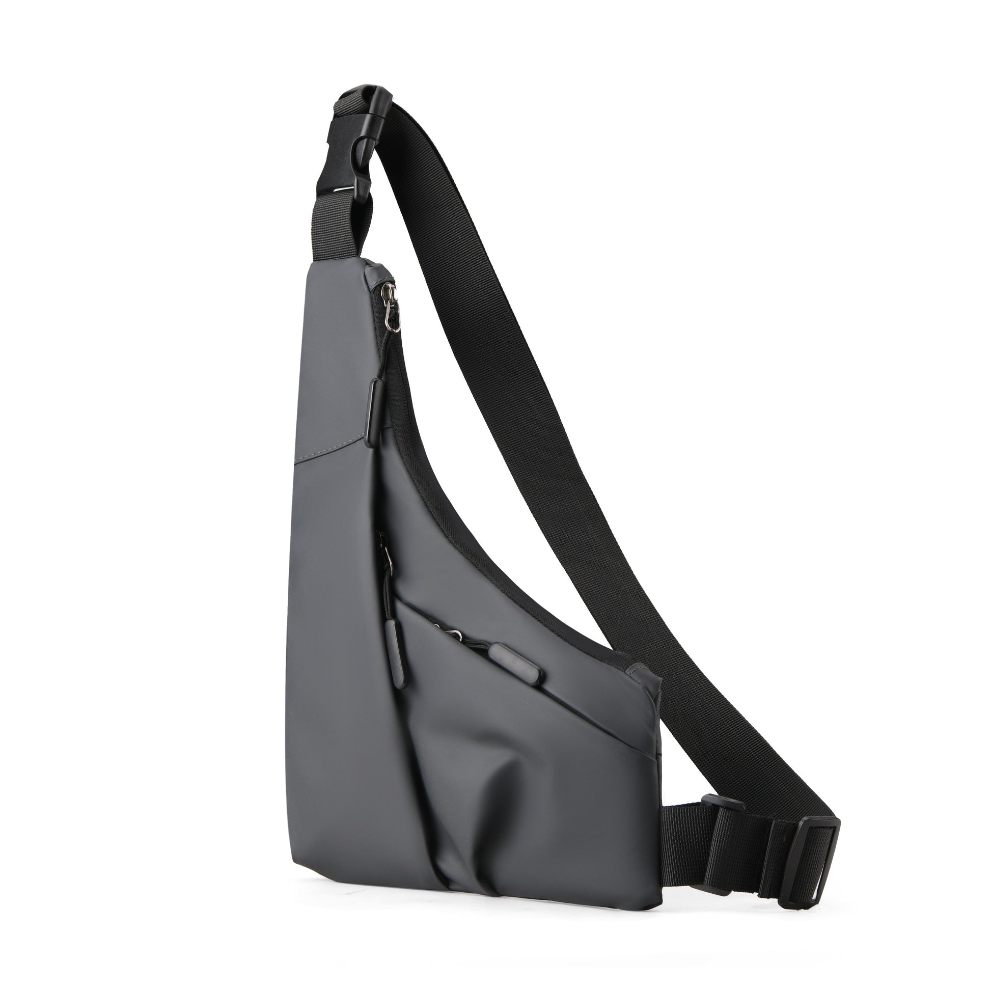 1pc Men'S Trendy Faux Leather Sling Bag - Casual Versatile Crossbody Triangle Chest Pack with Multiple Compartments, Black & Gray Options for Everyday Use, Travel-Friendly Chest Bag | Sleek Shoulder Bag | Secure Zipper Closure