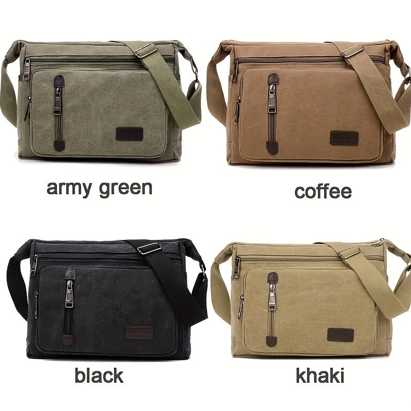 1pc Stylish Army Green Polyester Crossbody Bag - Adjustable Shoulder Strap, Retro Messenger Bag for Travel & Daily Use, Durable with Multiple Compartments, Perfect for Hiking & Outdoor Adventures, Hiking Gear