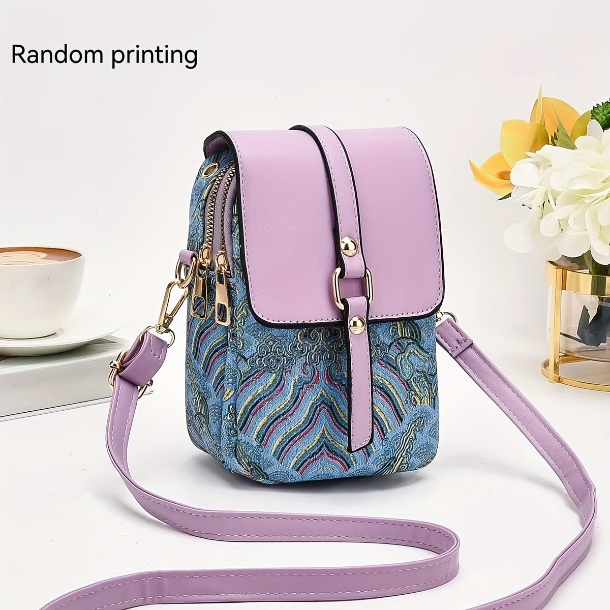 2024 New Small Multi-layer Mobile Phone Bag, High-end Light Luxury Print Single Shoulder Crossbody Bag for Women
