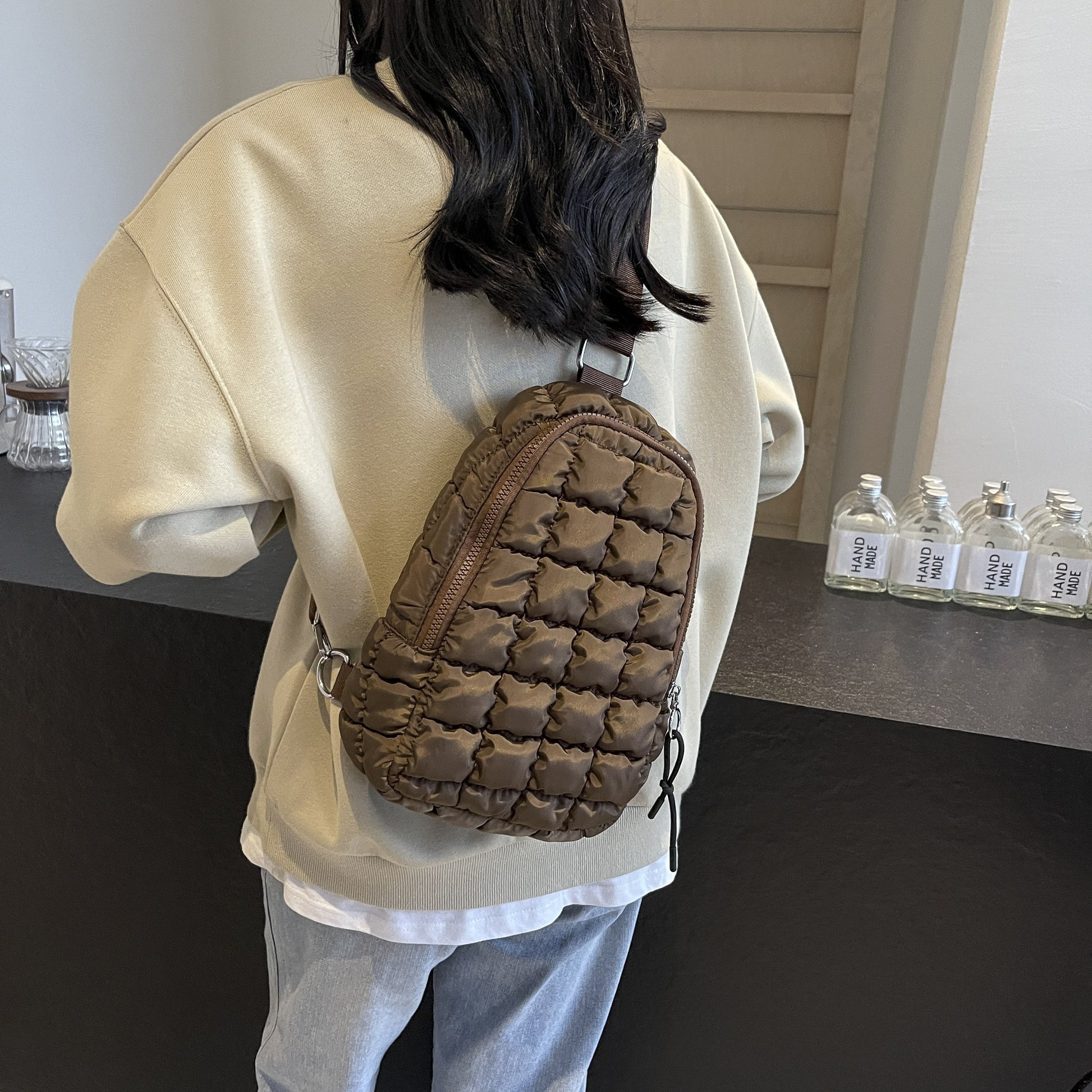 1pc new fashionable multi-color filled casual embroidery plaid single shoulder diagonal cross bag, Women's fashionable simple commuting single shoulder travel makeup handbag with large capacity