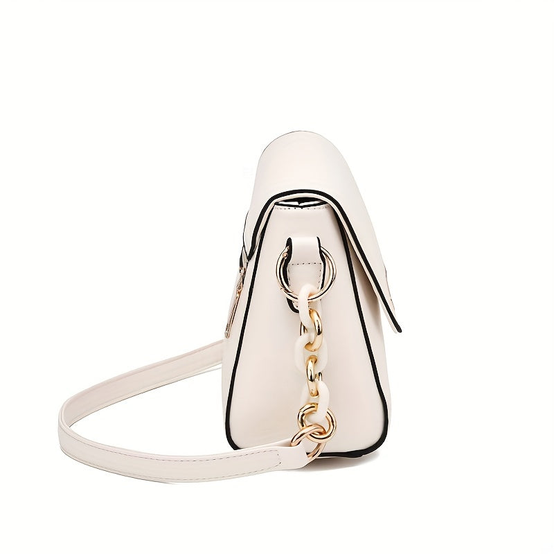 2023 New Women'S Crossbody Bag - Stylish White with Golden-Tone Hardware, Adjustable Strap, Zipper Closure, Perfect for Everyday Use, Everyday Crossbody | Minimalist Design | Durable Zipper Closure, Small Crossbody Bag