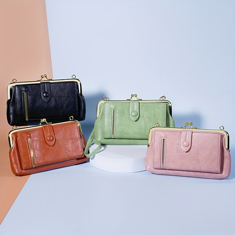 2024 New Women's Retro Crossbody Bag - Adjustable Strap, Snap Closure, Multi-Card Slots & Phone Pocket - Lightweight Synthetic Leather Shoulder Bag for Everyday Essentials (Black), Crossbody Purse, Minimalist Design, Smooth Texture