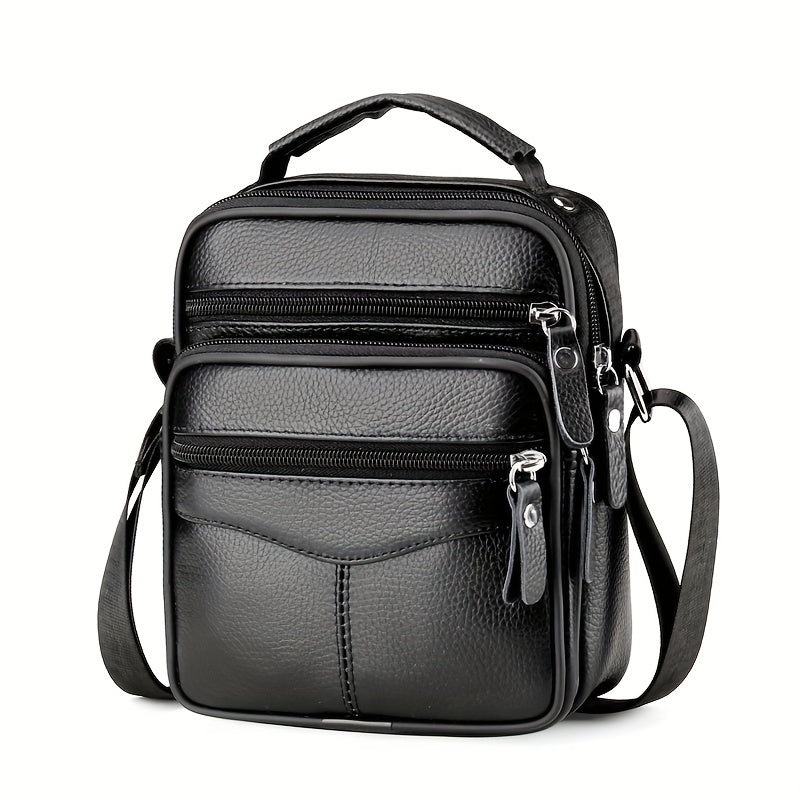 1pc Men's Shoulder Crossbody Genuine Leather Bag
