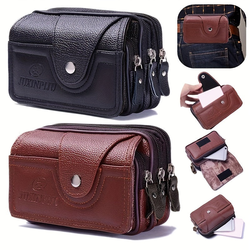 1pc Men‘S Business Crossbody Belt Phone Pouch, Casual Style Multi-Function Waist Bag for Middle-Aged And Elderly