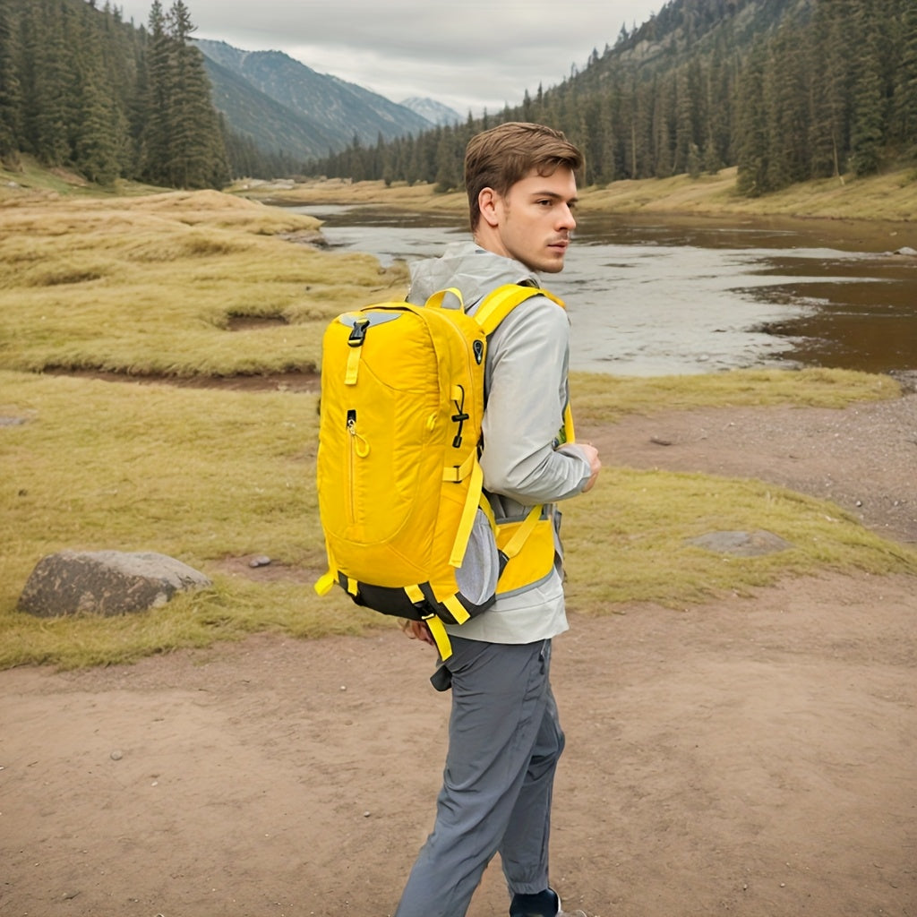 2025 New Arrival Large Capacity Lightweight Hiking Backpack for Men & Women - Durable Softshell Travel Backpack with Adjustable Chest Straps, Multiple Pockets & Ergonomic Design for Outdoor Camping, Business Trips (Yellow), Sleek Design | Breathable Mesh