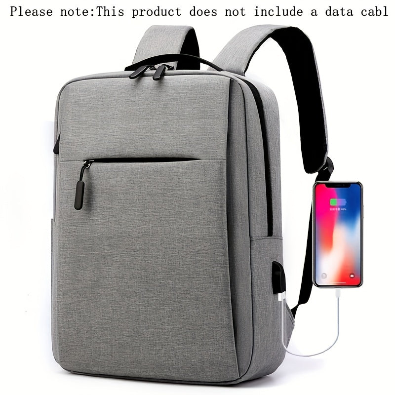 1pc Lightweight Business Laptop Backpack, 13/14/15 Inch Computer Bag with USB Charging Port, Adjustable Straps, Zipper Closure, Polyester Lining, Wet Wipe Clean, Black Fabric Travel & Student Bookbag for Men and Women, Techfriendly Bag | Fabric Laptop Bac