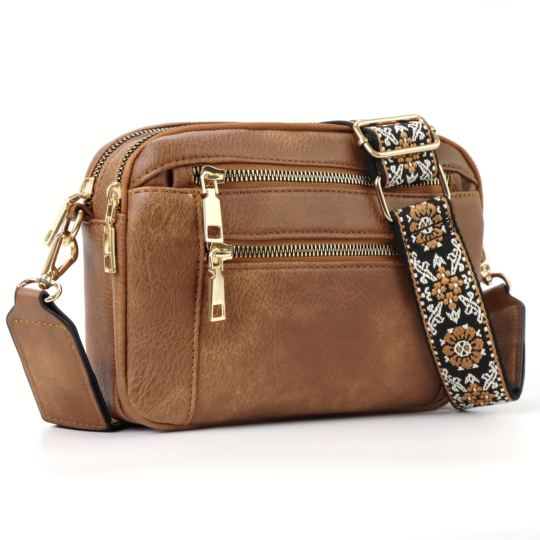 1pc Bohemia Women's Casual Crossbody Bag, Trendy PU Vegan Crossbody Purse for Women, Vintage Small Shoulder Bags with Retro Adjustable Shoulder Strap, Lightweight And Spacious Commuter Bag, Ethnic Style, Preferred Package Type