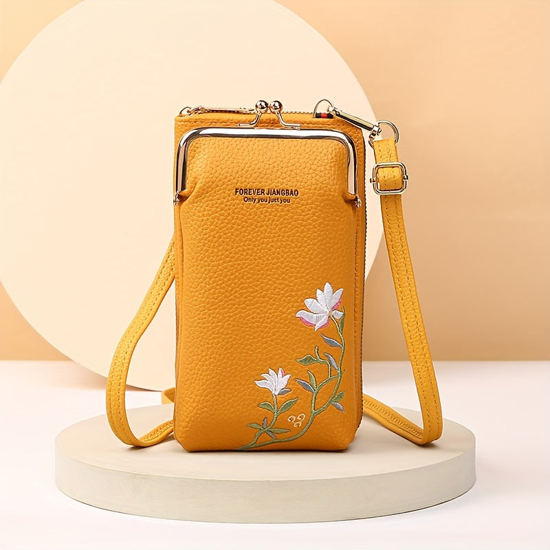 2024 New Women'S Messenger Bag, Korean Fashion, Lychee Pattern, Solid Color, Embroidered, Single Shoulder, Black Red, with Adjustable Strap, Buckle Closure, No Printing, No Edge Paint, with Operation Instruction Do Not Wash