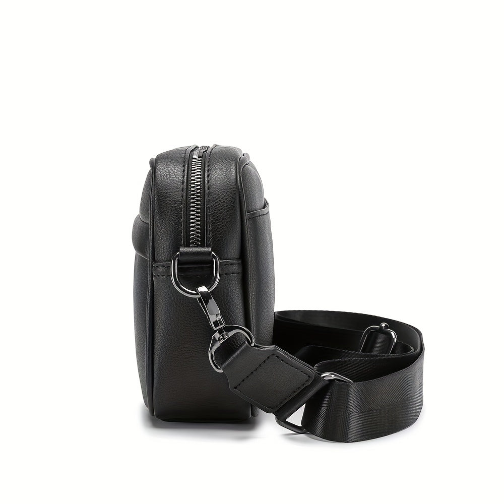 1pc Men's Crossbody Bag, Adjustable Strap, Casual Business Commuter Shoulder Bag, Black Square Messenger Bag for Daily Use, Small Crossbody Bag