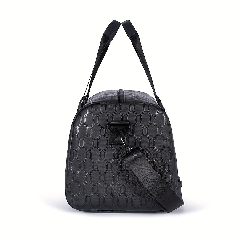 2025 Men's Geometric Hexagon Gym Duffel Bag - Large Capacity Lightweight Travel & Sports Bag with Adjustable Shoulder Strap, Durable Black Fabric for Fitness, Business Trips & Casual Outings, Modern Luggage | Sturdy Handles