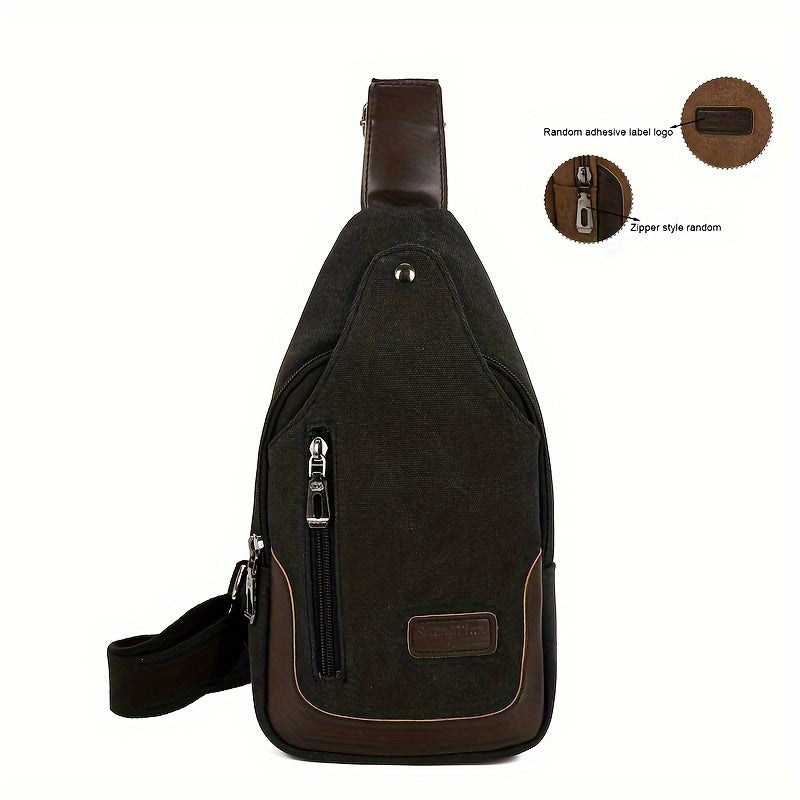 1pc Stylish Men's Canvas Chest Bag - Large Capacity, Wear-Resistant, Solid Color, Durable, Versatile Camping Companion - Perfect for Outdoor Enthusiasts