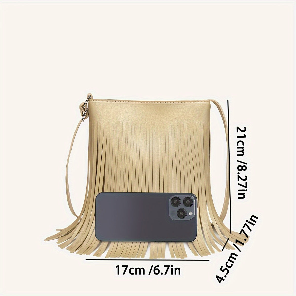 1 Women's Vintage Tassel Vertical Bucket Bag, Bohemian Crossbody Phone Bag with Fringe, Shoulder Bag, Ideal Gift Choice