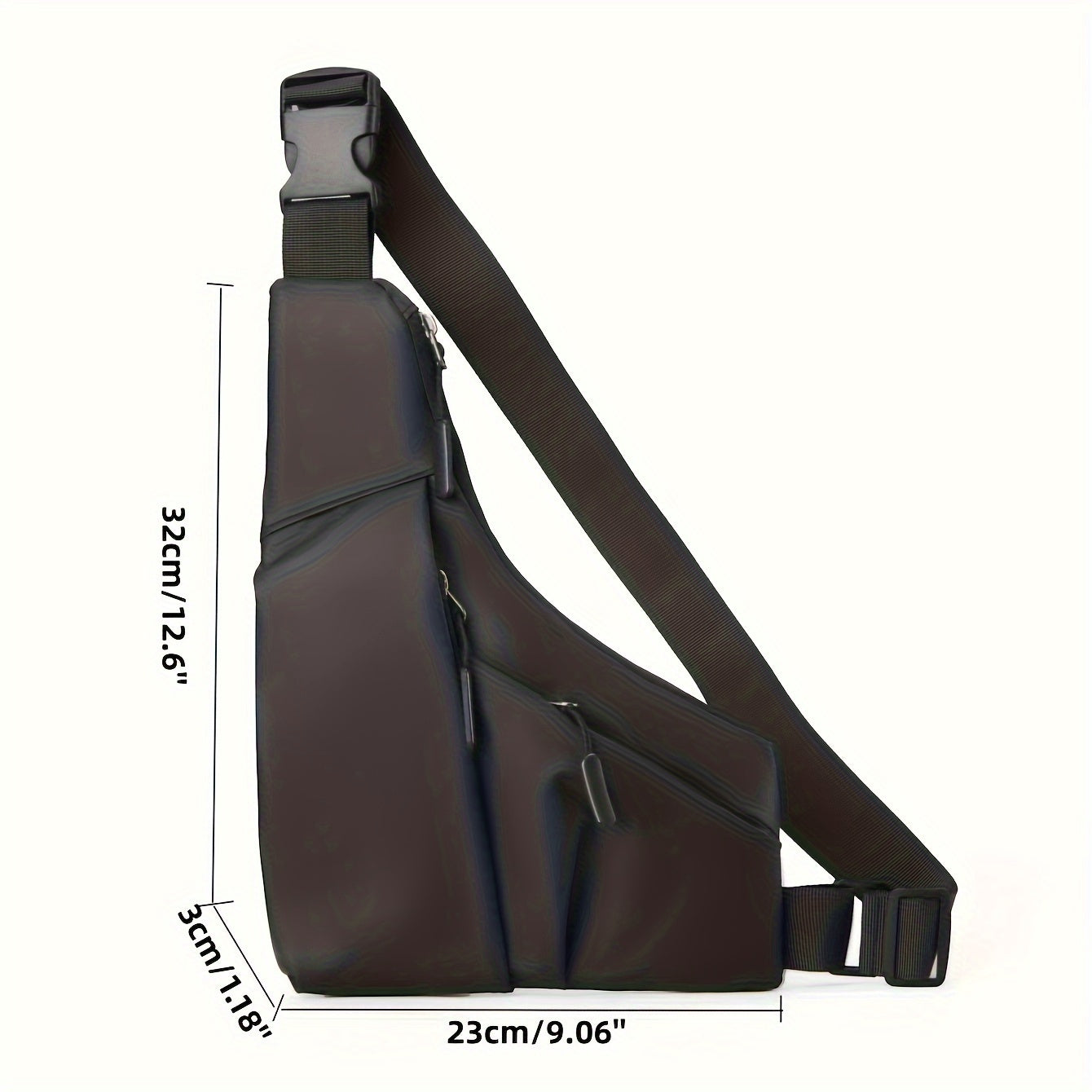 1pc Men'S Trendy Faux Leather Sling Bag - Casual Versatile Crossbody Triangle Chest Pack with Multiple Compartments, Black & Gray Options for Everyday Use, Travel-Friendly Chest Bag | Sleek Shoulder Bag | Secure Zipper Closure