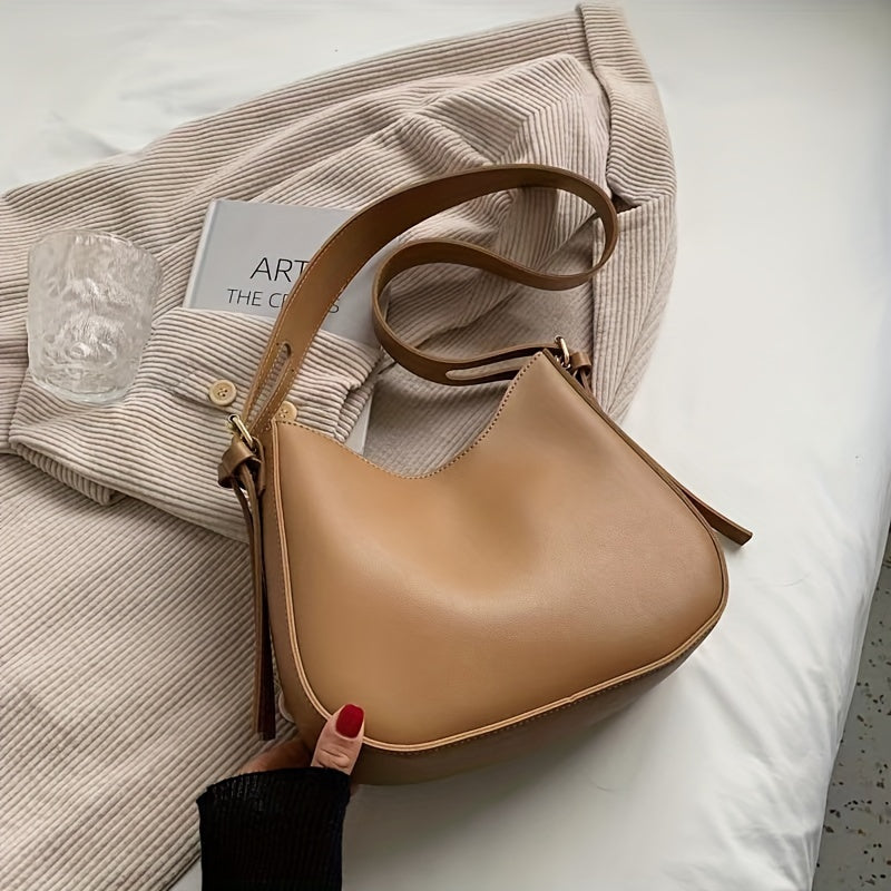 2024 Trending Women's Retro Minimalist Crossbody Bag - Detachable Adjustable Strap, PVC, Zipper Closure, Coffee Brown/Beige/Black - Versatile Shoulder Bag for Everyday & Formal Use, Crossbody Purse, Formal Accessory, Sleek Simple Design, Material
