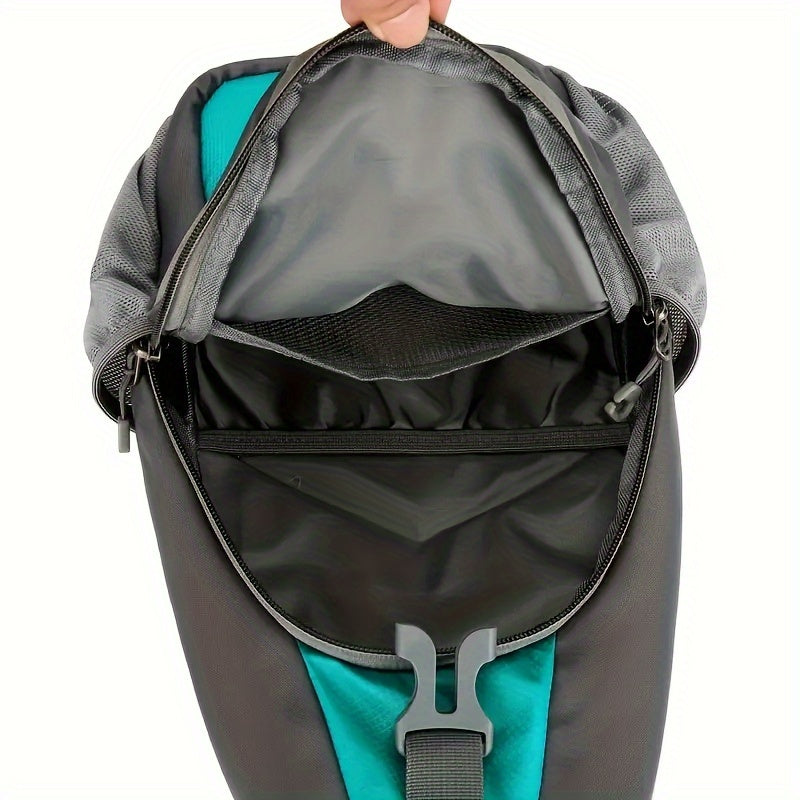 1pc Lightweight Nylon Chest Bag, Adjustable Back & Shoulder Straps, Durable Zipper Closure, Ideal for Hiking, Running, Cycling & Daily Commute - Black & Blue, Outdoor Sports Travel Sling Bag, Commute Bag | Adjustable Strap Bag | Durable Zipper Closure, Ba