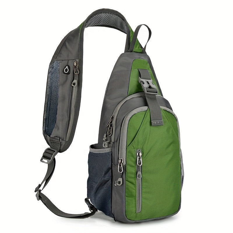 1pc Lightweight Nylon Chest Bag, Adjustable Back & Shoulder Straps, Durable Zipper Closure, Ideal for Hiking, Running, Cycling & Daily Commute - Black & Blue, Outdoor Sports Travel Sling Bag, Commute Bag | Adjustable Strap Bag | Durable Zipper Closure, Ba