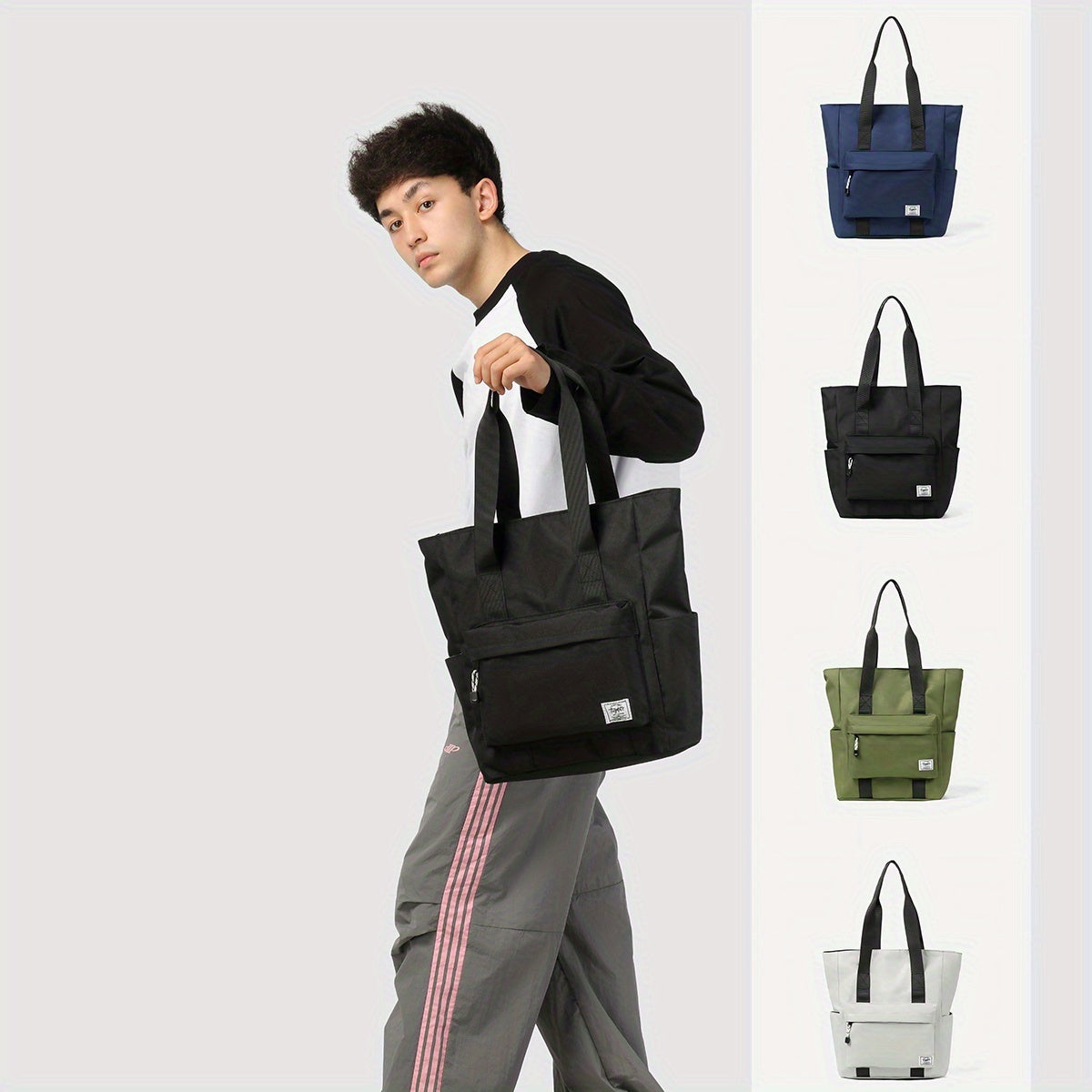 1pc Men's Large Capacity Multi-grid Layer Tote Bag - Simple, Daily, Fashionable Commuter Bag for Work, School, and Travel