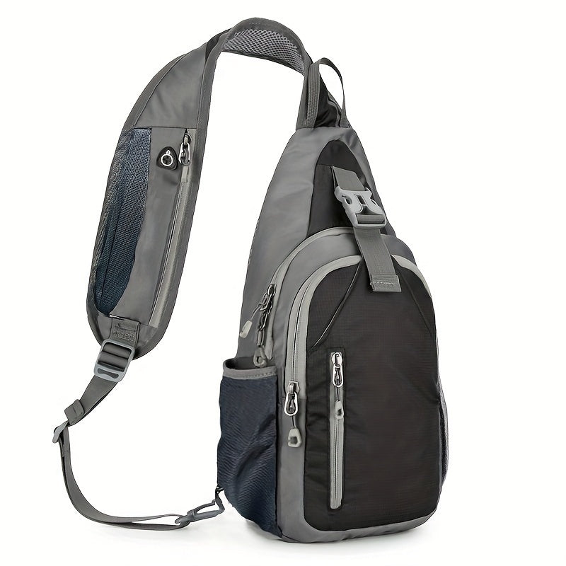 1pc Lightweight Nylon Chest Bag, Adjustable Back & Shoulder Straps, Durable Zipper Closure, Ideal for Hiking, Running, Cycling & Daily Commute - Black & Blue, Outdoor Sports Travel Sling Bag, Commute Bag | Adjustable Strap Bag | Durable Zipper Closure, Ba
