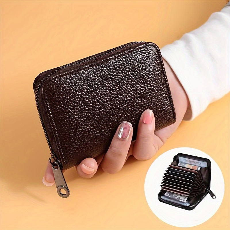 1pc Casual Accordion Wallet, Faux Leather, Small, with Zipper, 20 Card Slots, for Women or Men