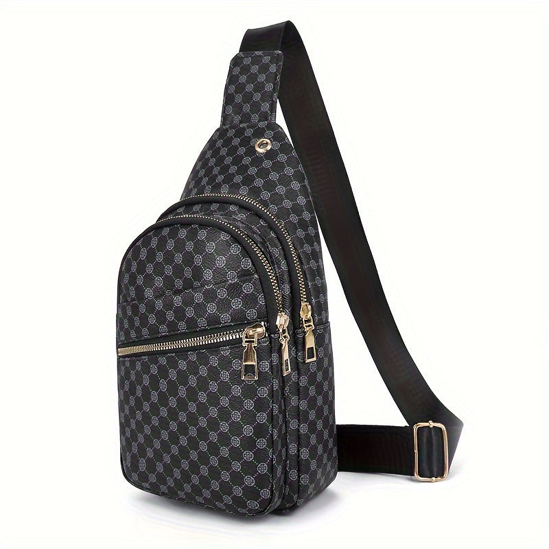 1pc Men's Classic Chest Bag, Casual Fashion PU Sling Bag