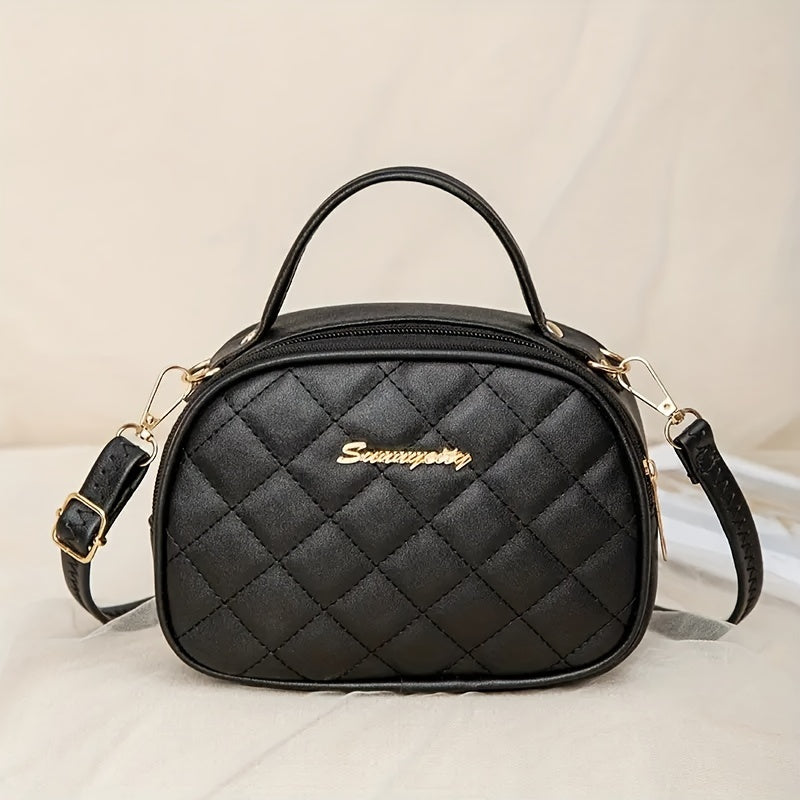 1pc Girl's Fashionable Cross-body Bag, Rhombus Embroidered Bag, Mobile Phone Bag, Coin Purse Handbag, Ideal choice for Gifts