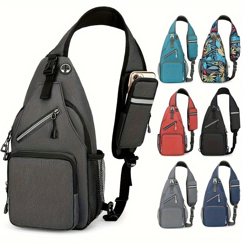 1pc High Quality Lightweight Crossbody Chest Bag for Men & Women, Large Capacity with Tablet Compartment, Adjustable Strap & Zipper Closure, Sporty Design for Outdoor Travel, Work, Hiking - Multiple Colors (Floral, Solid, Gradient), Durable Polyester Bag