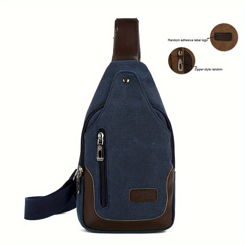 1pc Stylish Men's Canvas Chest Bag - Large Capacity, Wear-Resistant, Solid Color, Durable, Versatile Camping Companion - Perfect for Outdoor Enthusiasts