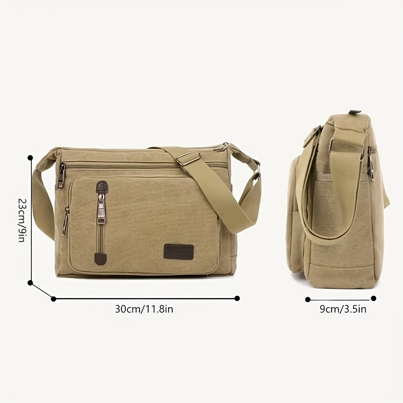 1pc Stylish Army Green Polyester Crossbody Bag - Adjustable Shoulder Strap, Retro Messenger Bag for Travel & Daily Use, Durable with Multiple Compartments, Perfect for Hiking & Outdoor Adventures, Hiking Gear