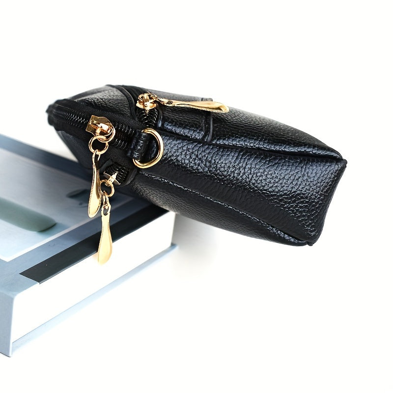 Women's Detachable Strap Crossbody Bag - Sleek Minimalist Small Square Purse with Golden-Tone Hardware, Zipper Closure & Polyester Lining, Versatile Casual Everyday Shoulder Bag in Black, Crossbody Purse, Stylish Accessory, Textured Finish