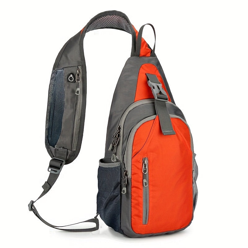 1pc Lightweight Nylon Chest Bag, Adjustable Back & Shoulder Straps, Durable Zipper Closure, Ideal for Hiking, Running, Cycling & Daily Commute - Black & Blue, Outdoor Sports Travel Sling Bag, Commute Bag | Adjustable Strap Bag | Durable Zipper Closure, Ba