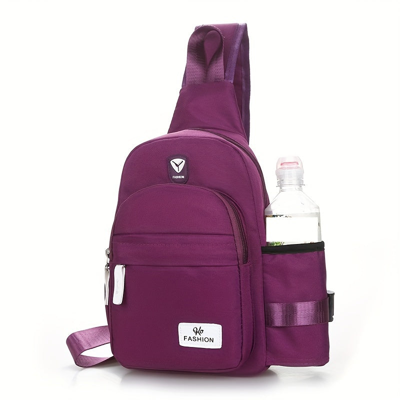 2024 New Women's Elegant Casual Crossbody Chest Pack - Adjustable Strap, Zipper Closure, Durable with Polyester Lining, Rose Red for Travel, Hiking, Cycling & Daily Use