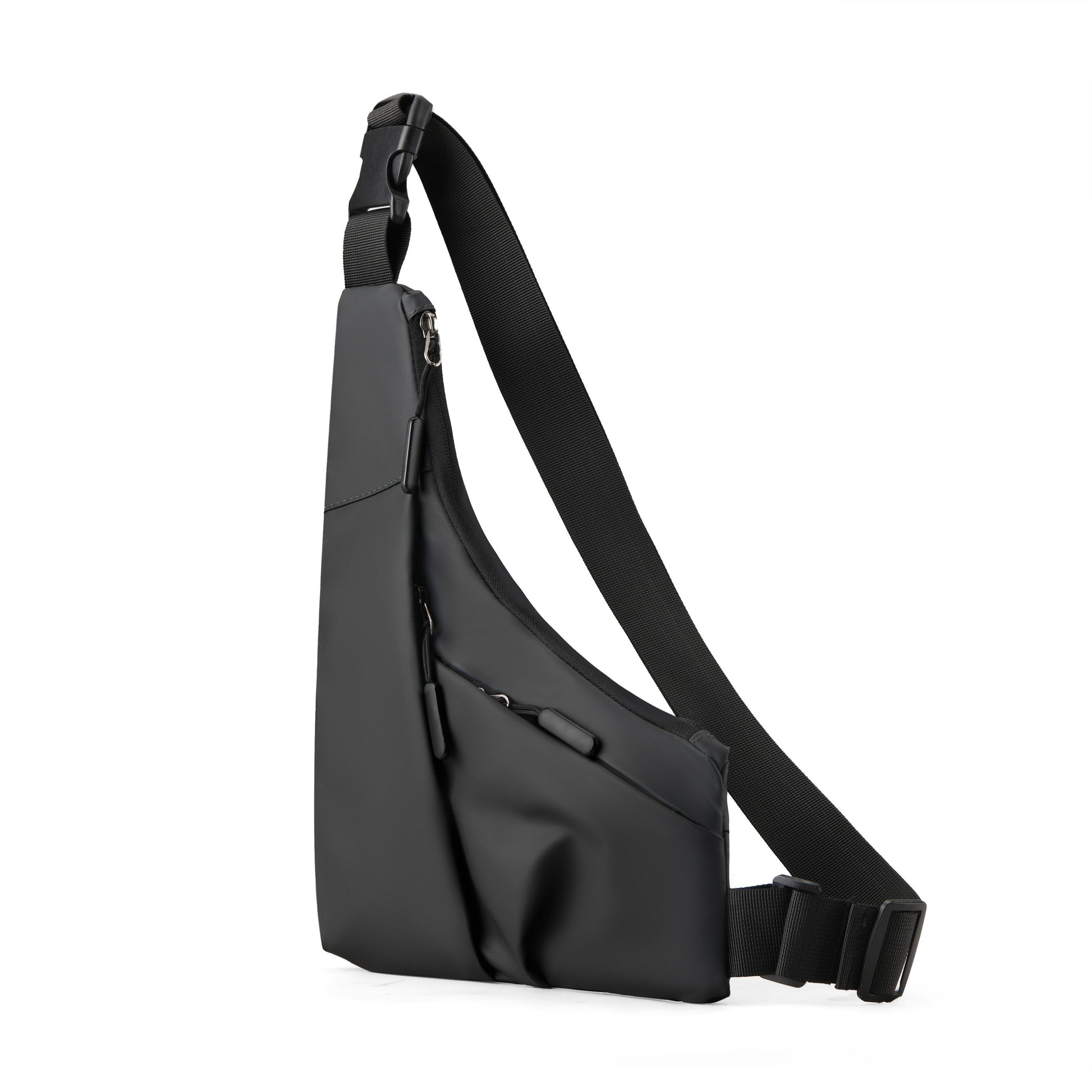 1pc Men'S Trendy Faux Leather Sling Bag - Casual Versatile Crossbody Triangle Chest Pack with Multiple Compartments, Black & Gray Options for Everyday Use, Travel-Friendly Chest Bag | Sleek Shoulder Bag | Secure Zipper Closure