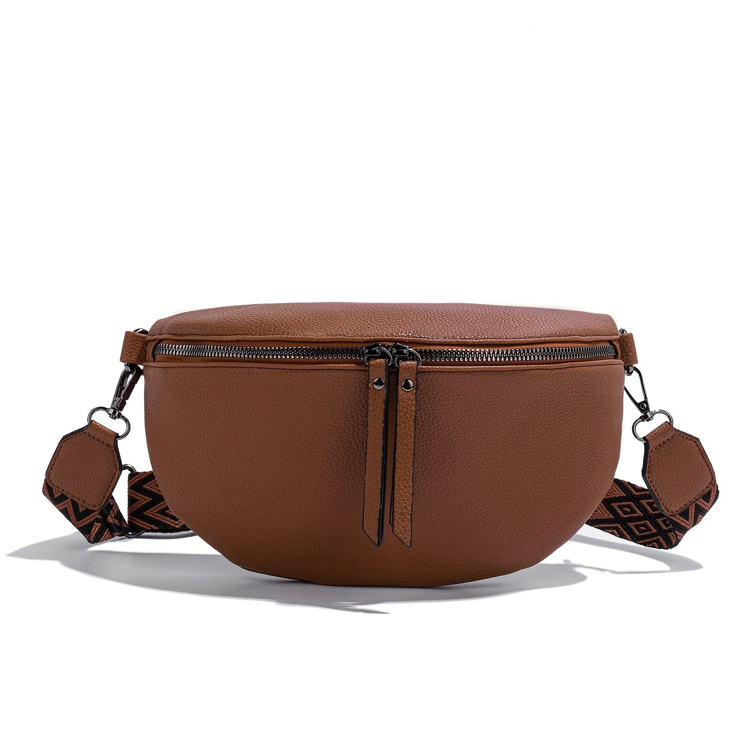 1pc Black Chest Bag with Detachable Wide Geometric Strap, Casual Style Solid Color Crossbody Fanny Pack with Zipper Closure and Polyester Lining for Versatile Use, Casual Crossbody Bag | Minimalist Design | Detachable Strap
