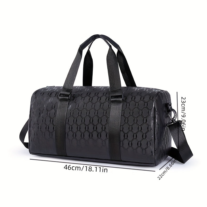 2025 Men's Geometric Hexagon Gym Duffel Bag - Large Capacity Lightweight Travel & Sports Bag with Adjustable Shoulder Strap, Durable Black Fabric for Fitness, Business Trips & Casual Outings, Modern Luggage | Sturdy Handles