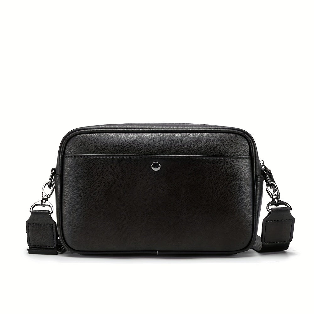 1pc Men's Crossbody Bag, Adjustable Strap, Casual Business Commuter Shoulder Bag, Black Square Messenger Bag for Daily Use, Small Crossbody Bag