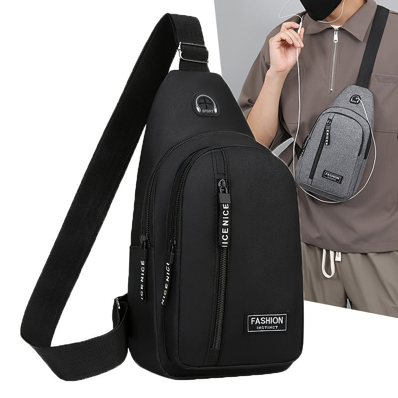 1pc Lightweight Men's Crossbody Bag, Hiking Multipurpose Chest Sling Bag