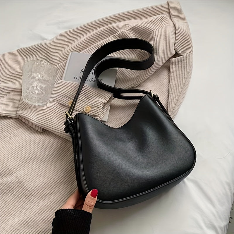 2024 Trending Women's Retro Minimalist Crossbody Bag - Detachable Adjustable Strap, PVC, Zipper Closure, Coffee Brown/Beige/Black - Versatile Shoulder Bag for Everyday & Formal Use, Crossbody Purse, Formal Accessory, Sleek Simple Design, Material