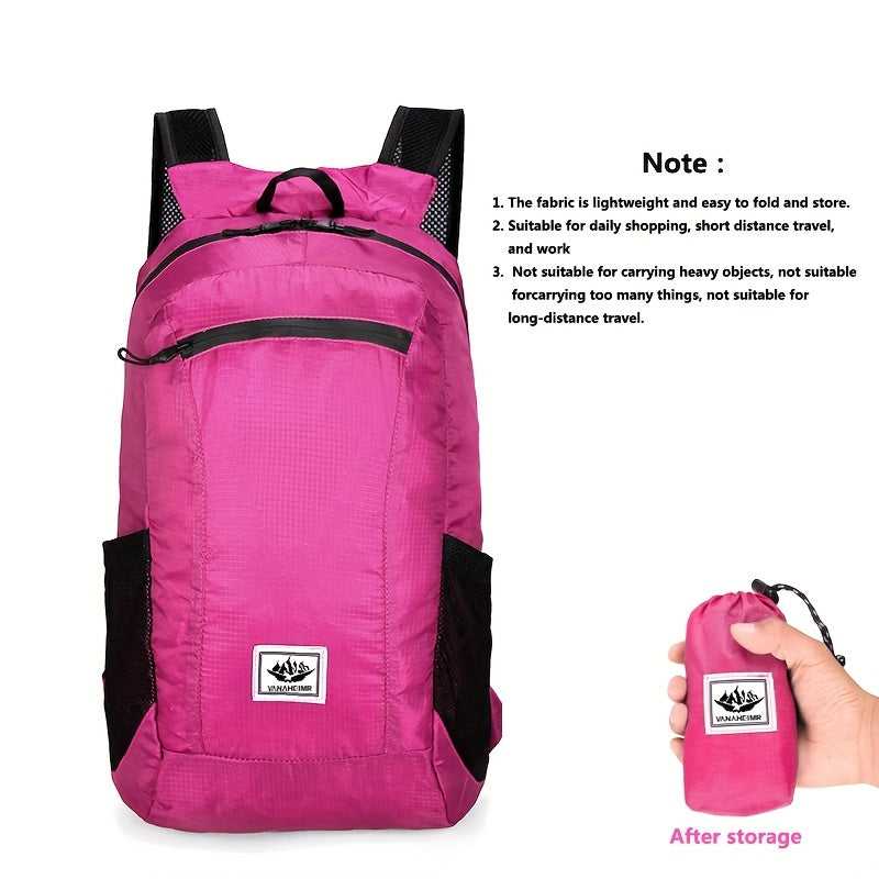 1pc Foldable Waterproof Backpack, Large Capacity Lightweight Printed Sports Bag, Suitable For Outdoor Sports, Riding, Hiking, Camping, Travel