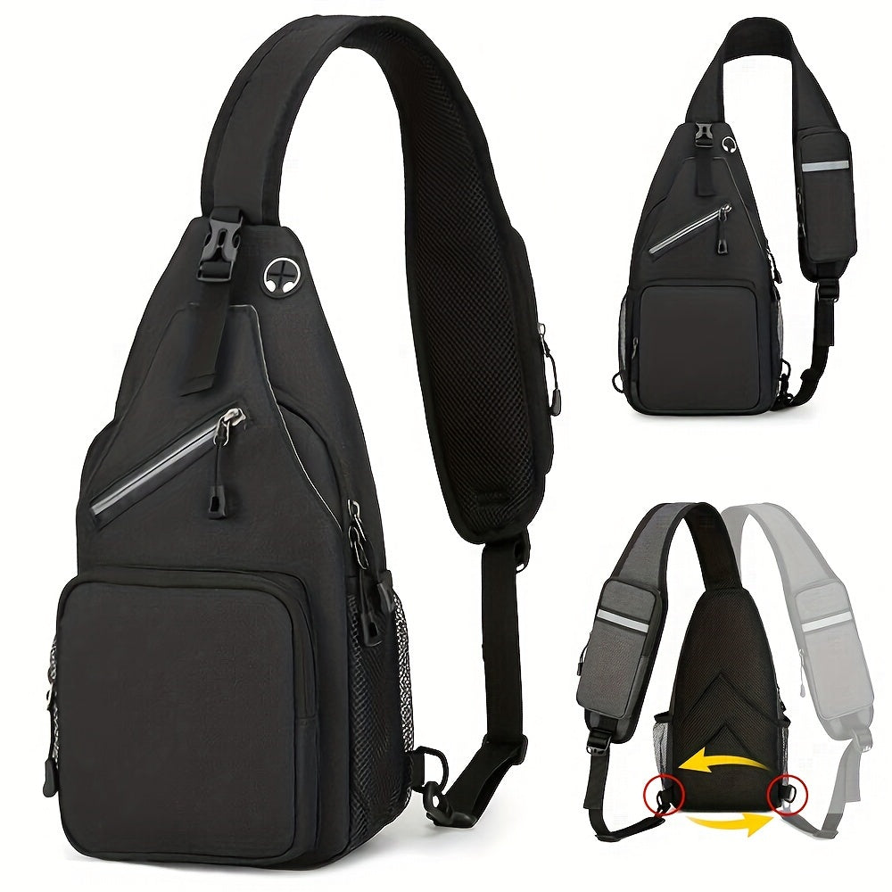 1pc Single Shoulder Bag for Men And Women, Multi-purpose Large Capacity Multi-layer Cross Body Bag with Earphone Cable Hole, Suitable for Outdoor Travel And Work
