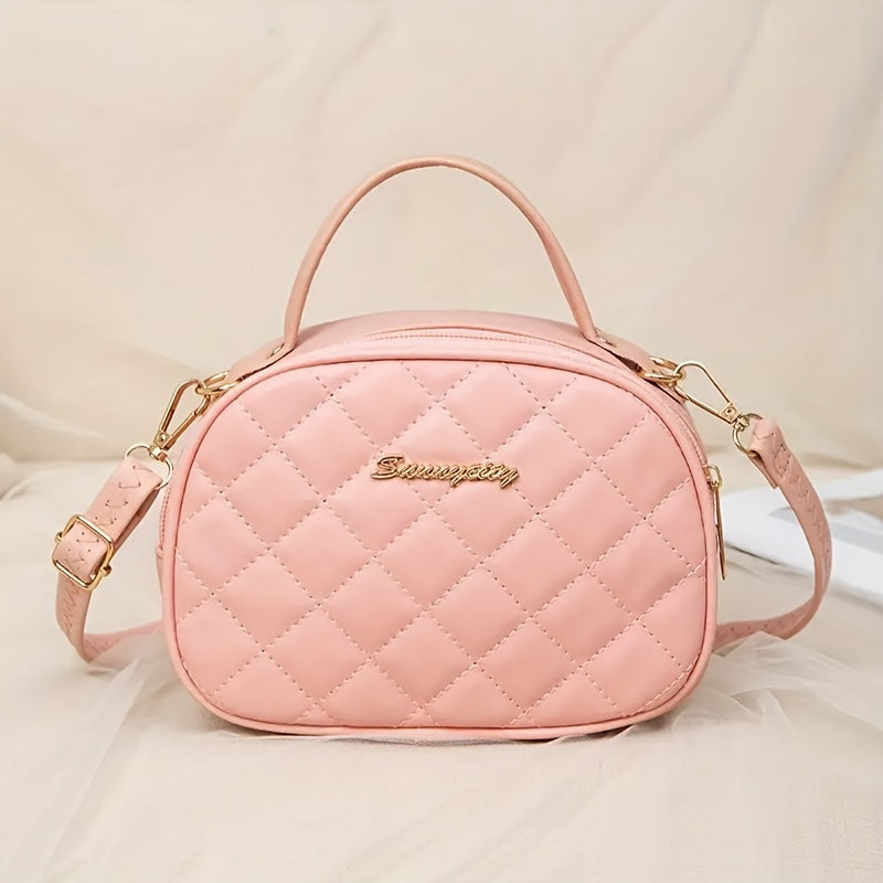 1pc Girl's Fashionable Cross-body Bag, Rhombus Embroidered Bag, Mobile Phone Bag, Coin Purse Handbag, Ideal choice for Gifts