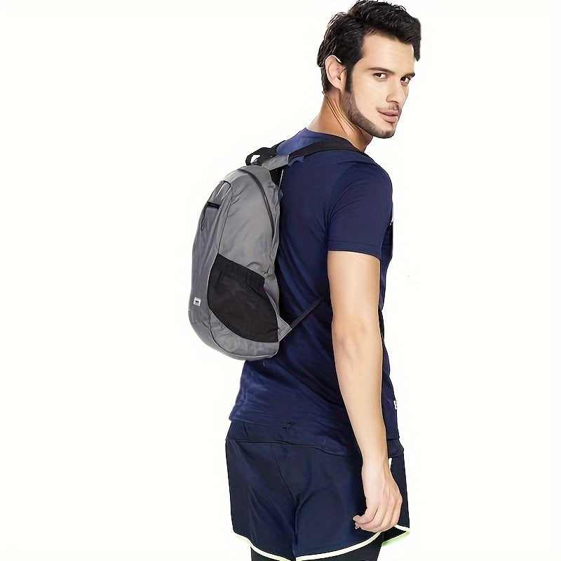 1pc Foldable Waterproof Backpack, Large Capacity Lightweight Printed Sports Bag, Suitable For Outdoor Sports, Riding, Hiking, Camping, Travel