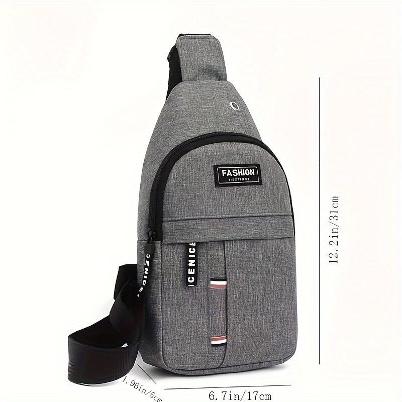 1pc CENIC Men's Large Capacity Crossbody Shoulder Bag - Durable Polyester, Multi-Purpose for Travel & Work, Gray/Black/Dark Blue, Fashion Label Design, Multiple Compartments, Organized Storage Bag | Modern Crossbody Bag | Durable Polyester Bag