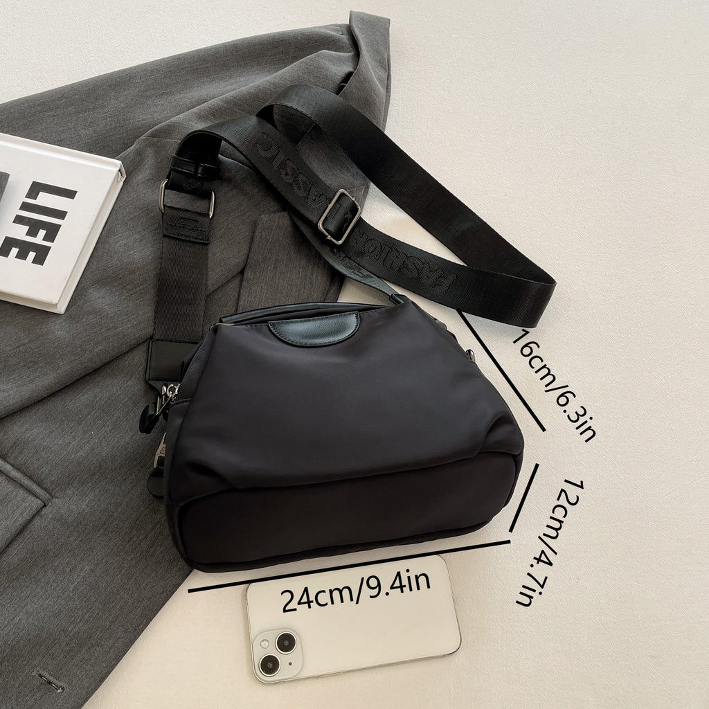 Women's High Quality Nylon Crossbody Bag with Detachable Strap - Casual Chic Convertible Shoulder Bag, Zipper Closure & Machine Washable, Khaki/Dark Brown/Black for Everyday & Holiday Use, Crossbody Purse, Versatile Travel Handbag, Oiledged Detail