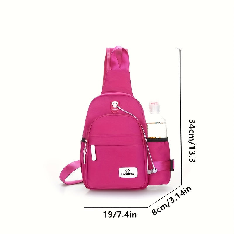 2024 New Women's Elegant Casual Crossbody Chest Pack - Adjustable Strap, Zipper Closure, Durable with Polyester Lining, Rose Red for Travel, Hiking, Cycling & Daily Use