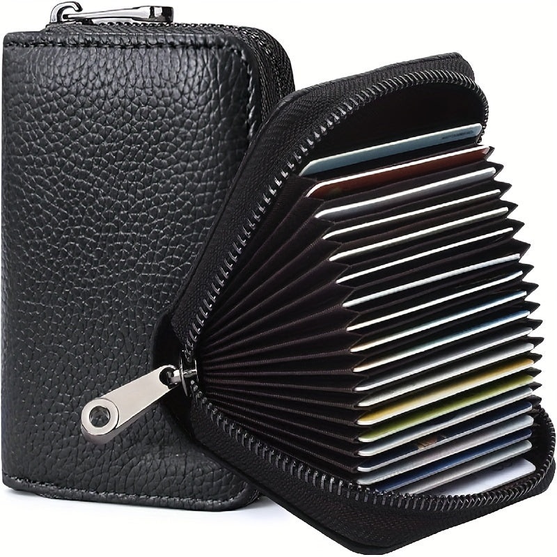 1pc Casual Accordion Wallet, Faux Leather, Small, with Zipper, 20 Card Slots, for Women or Men