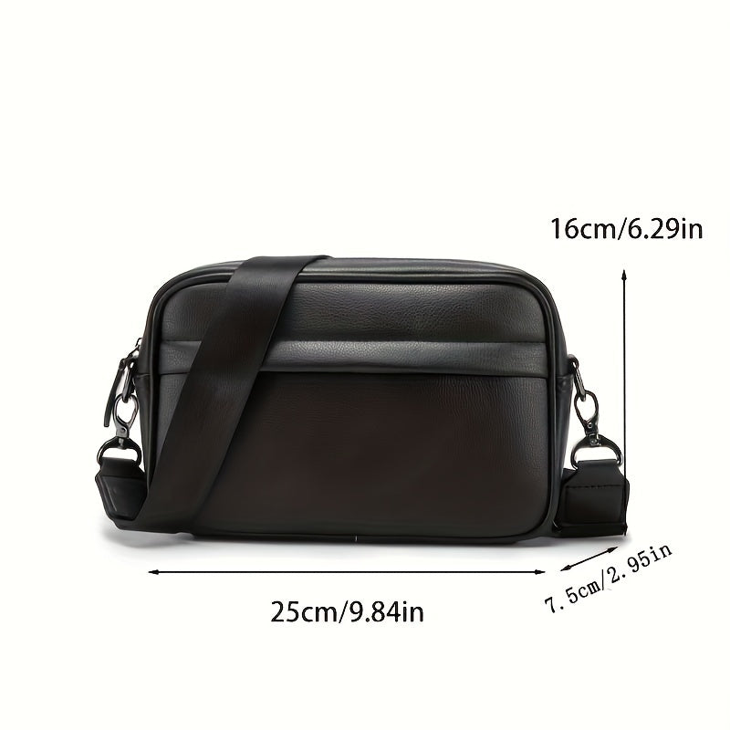 1pc Men's Crossbody Bag, Adjustable Strap, Casual Business Commuter Shoulder Bag, Black Square Messenger Bag for Daily Use, Small Crossbody Bag