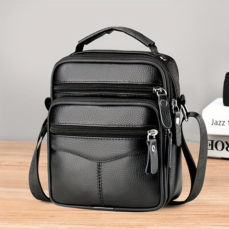 1pc Men's Shoulder Crossbody Genuine Leather Bag