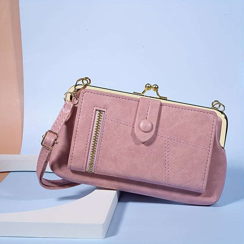2024 New Women's Retro Crossbody Bag - Adjustable Strap, Snap Closure, Multi-Card Slots & Phone Pocket - Lightweight Synthetic Leather Shoulder Bag for Everyday Essentials (Black), Crossbody Purse, Minimalist Design, Smooth Texture