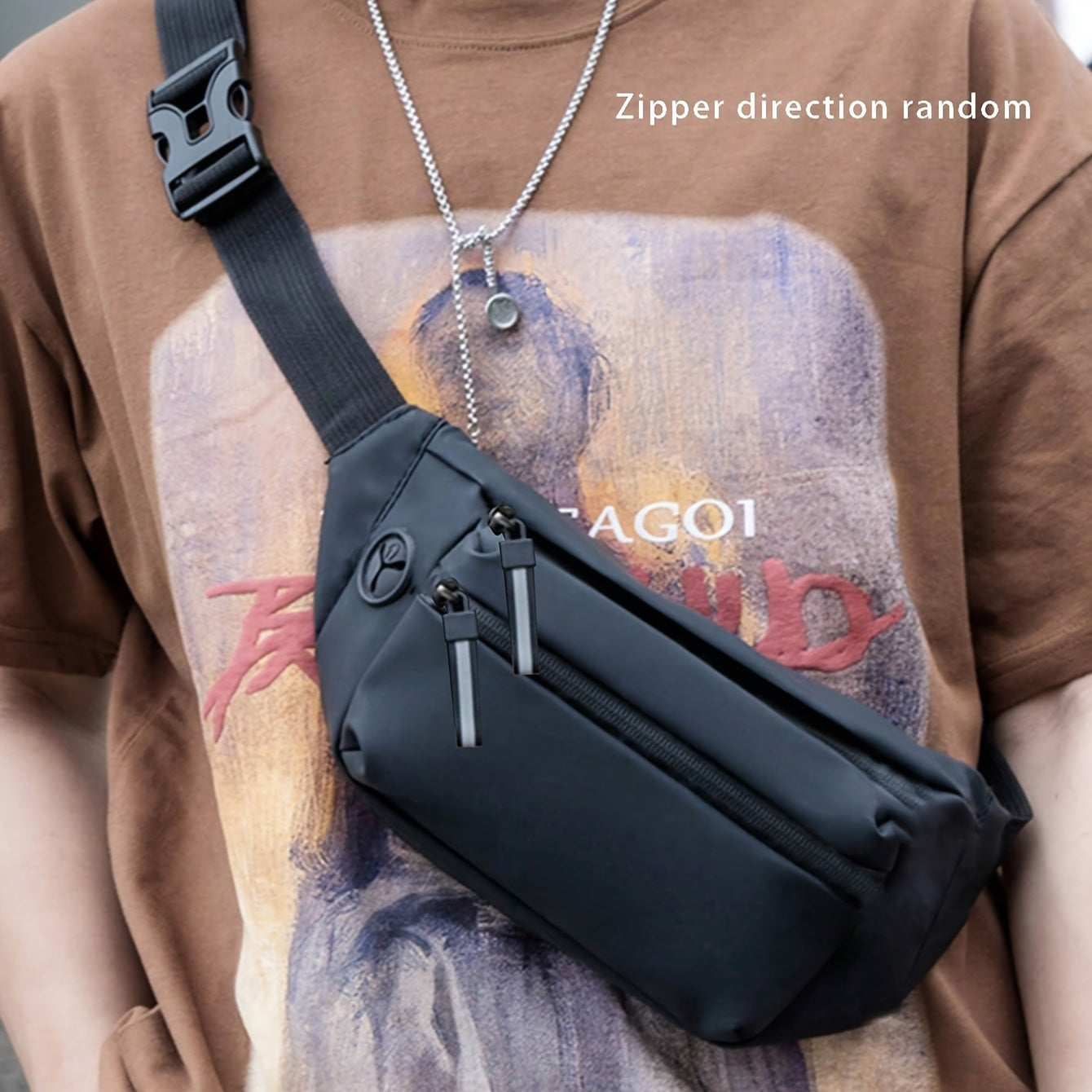 1pc Nylon Casual Waist Pouch, Outdoor Sports Crossbody Sling Bag, Male Shoulder Wallet Storage, Travel Hip Bag for Men