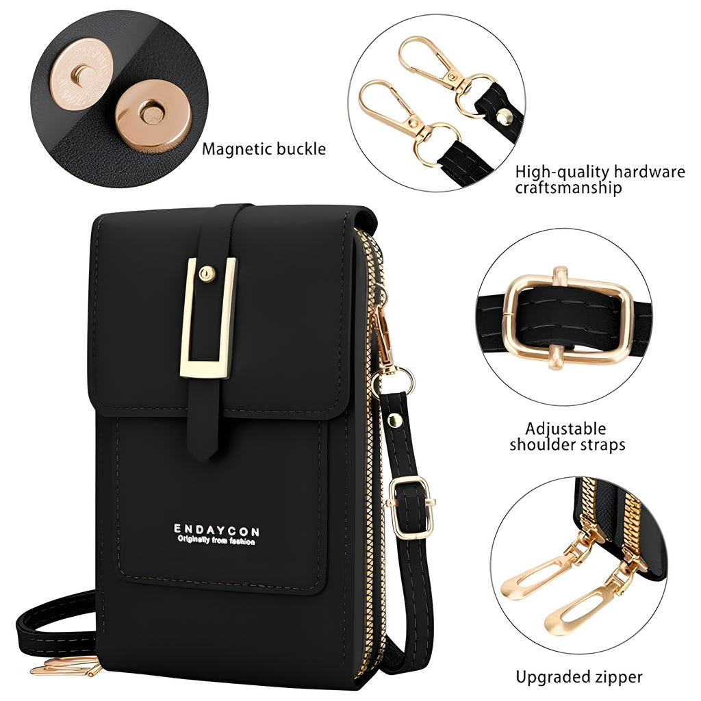 [Casual Crossbody Bag] Transparent Touchscreen Crossbody Bag | Women's Solid Color Casual Bag with Multifunctional Card Holder and Coin Purse | Perfect for Outings, Shopping, and Travel
